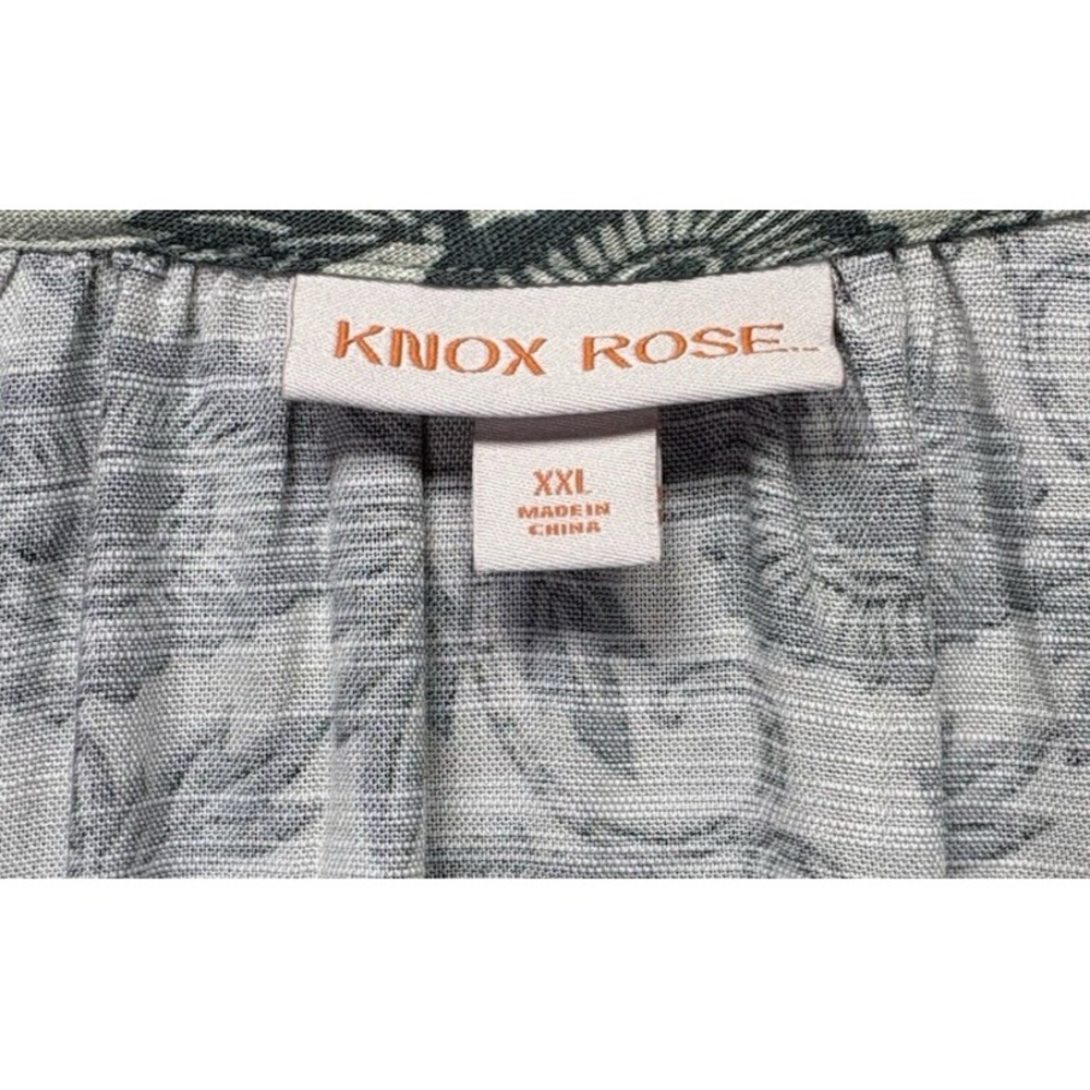 Knox Rose Women Tunic Top  XXL Green Floral Long Slv V-Neck Popover Boho Peasant - Picture 3 of 12